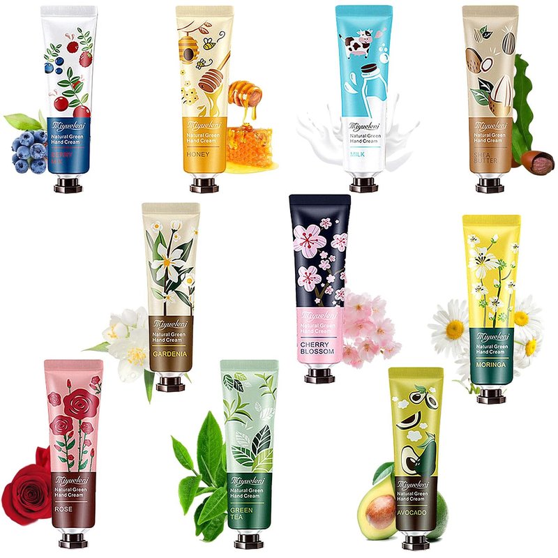 WENJLYJ 10 PCS Natural Plant Fragrance Hand Cream,Moisturizing Hand Lotion for Dry Cracked Hands Mini Travel Hand Lotion Hand Care Cream Gift Sets for Women