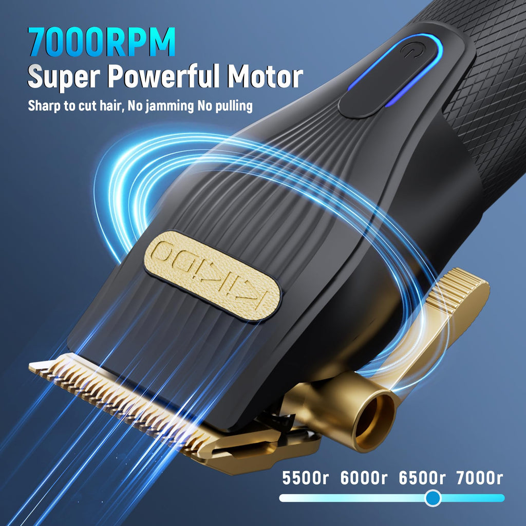 KIKIDO Hair Clippers for Men + T-Blade Trimmer Kit, Rechargeable Barber Trimmer with LCD Display & Guide Combs for Hair Cutting, Cordless Hair Clipper, Professional Clippers Set for Home Use