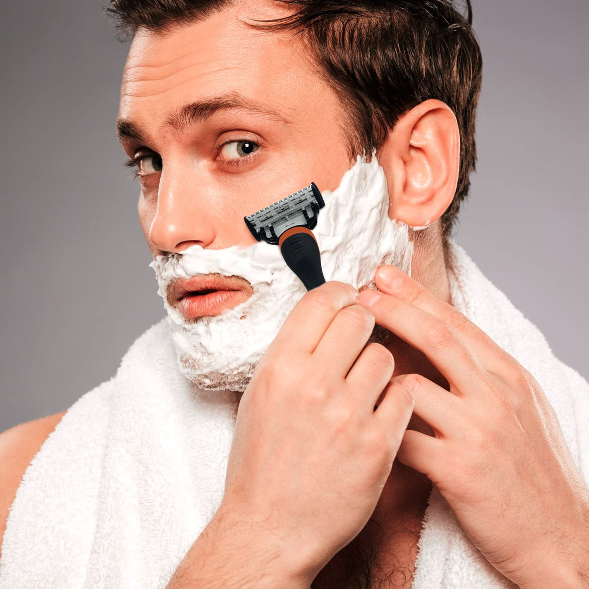 Vaylor 5 Blade Pivoting Mens Disposable Shaving Razor, 1 Pack, with Ergonomic Handle and Rubber Grip