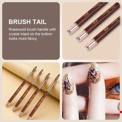 Shine Chance Acrylic Nail Brush Size 8, 100% Real Kolinsky Art Nail Brush for Acrylic Powder Application, Handmade Wood Handle Nail Extension Tool for Professional DIY Home Salon and Beginners