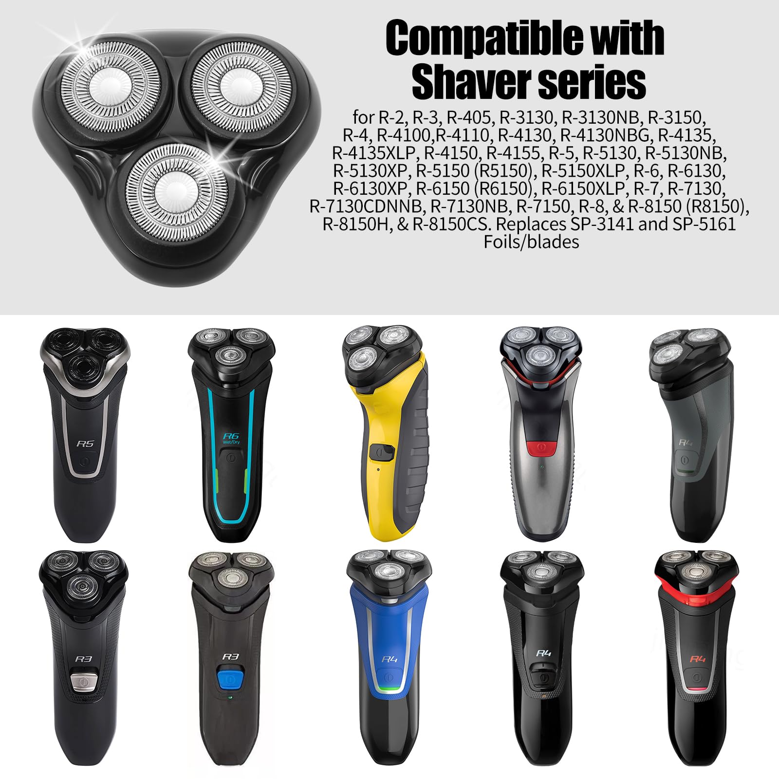 Universal Rotary Replacement Shaver Head for Remington Shaver,Black 2Pack