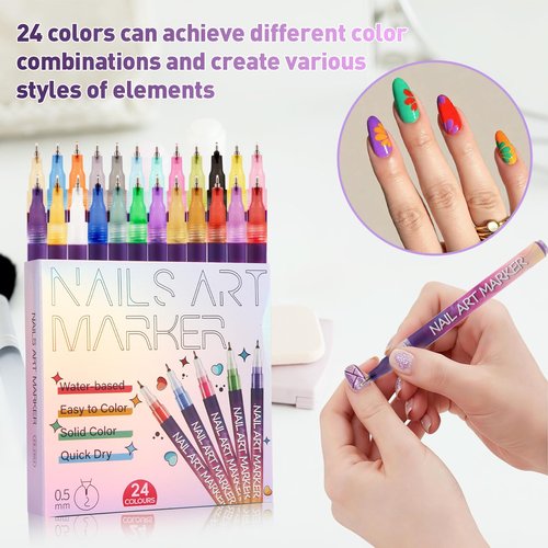 Nail Art Pens,DIY Nail Art Markers 24 Color Drawing Painting Pen,Waterproof and Quick-drying Nail Art Tools for Graffiti Dotting Drawing Painting Point Liner