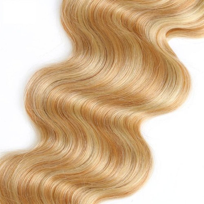 P27/613 Highlight Blonde Bundles Body Wave Bundles Human Hair 24 24 24 Inch Unprocessed Brazilian Virgin Weave Hairs Honey Blonde 3 Bundle 50 Gram Per Bundle Human Hair Extensions