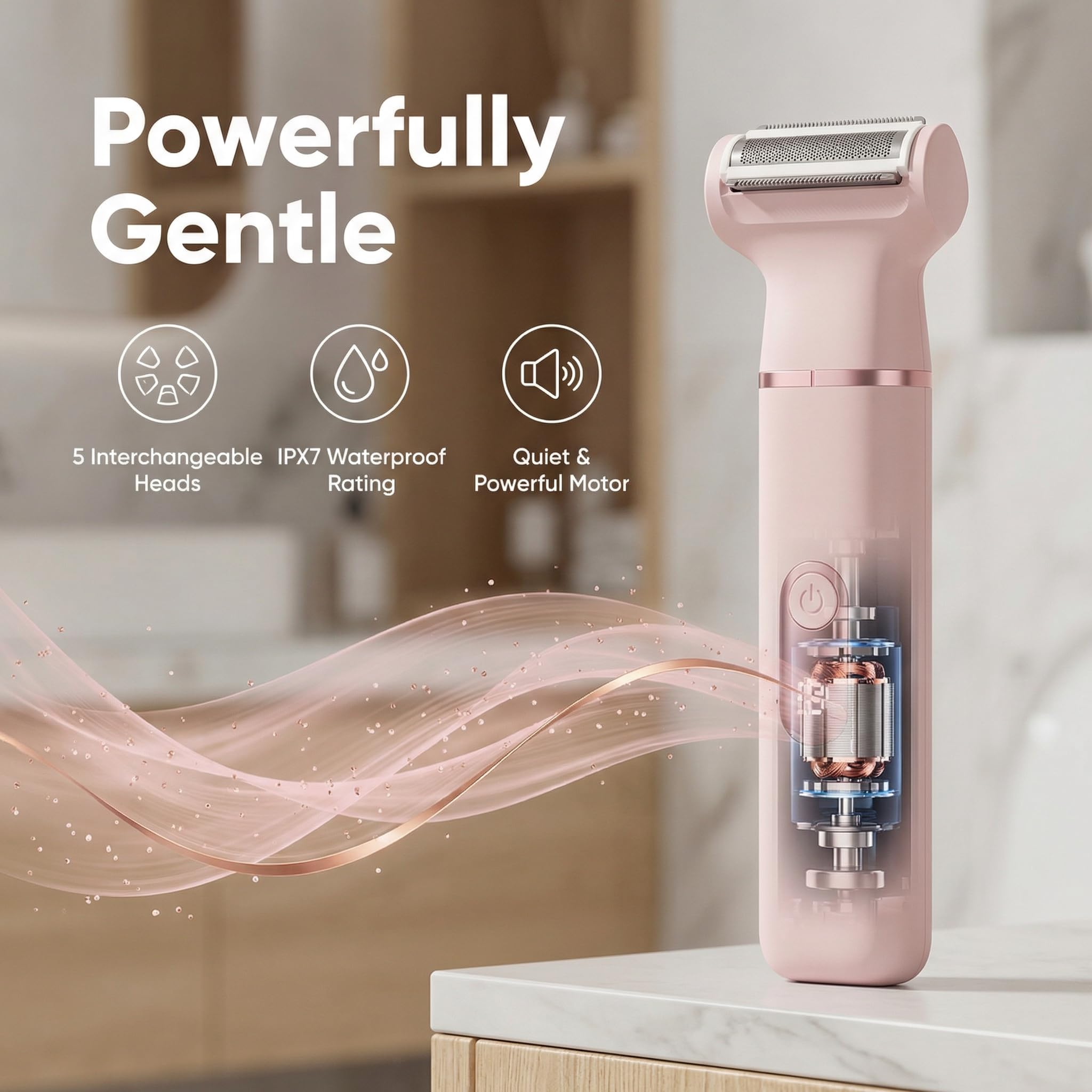 Dermave 2.0 Bikini Shaver for Women, 5-in-1 Portable Body Hair Trimmer, Ipx7 Waterproof Wet Dry Use, USB-C Rechargeable, Washable Grooming Kit with Storage Pouch