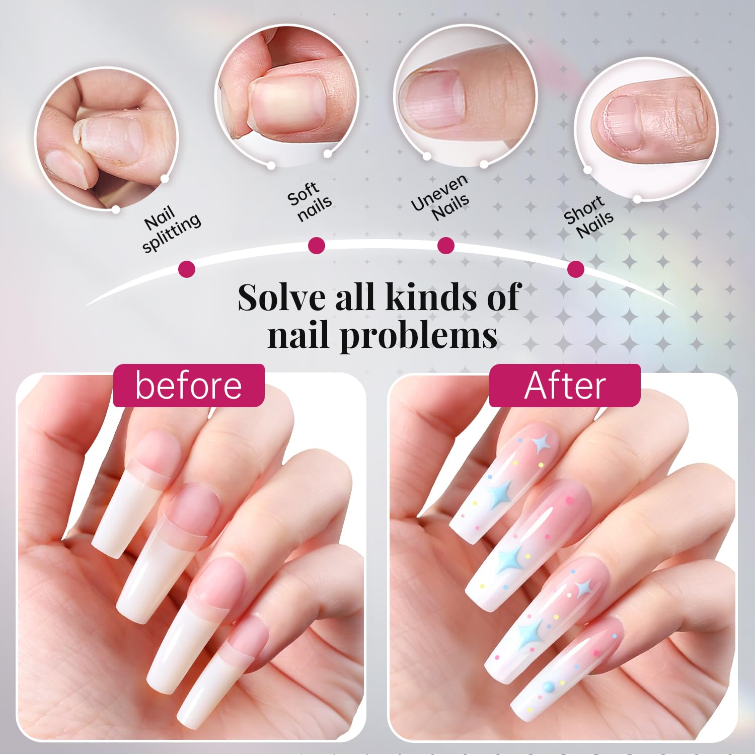 Krofaue 500PCS Soft Gel French Half Cover Acrylic Nail Tips Manicure