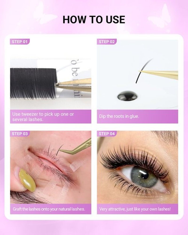 NAGARAKU Eyelash Extensions Classic J B C D N LC LD L DD CC LB Curl 0.03-0.20 Thickness 5-17mm, Matte Black Individual Lashes Professional Supplies for Lash Techs (0.10-J 5-8mm Mix Bottom Lashes)