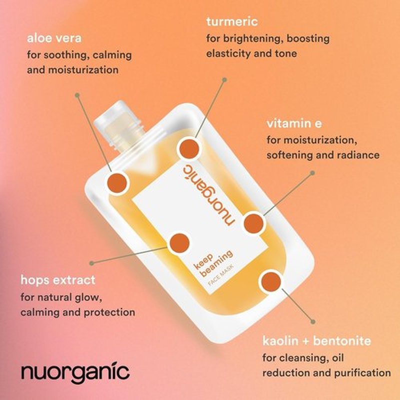 Nuorganic Turmeric Face Mask - Soothing & Acne Clearing - Airtight Squeezy Tube, 12-Month Freshness