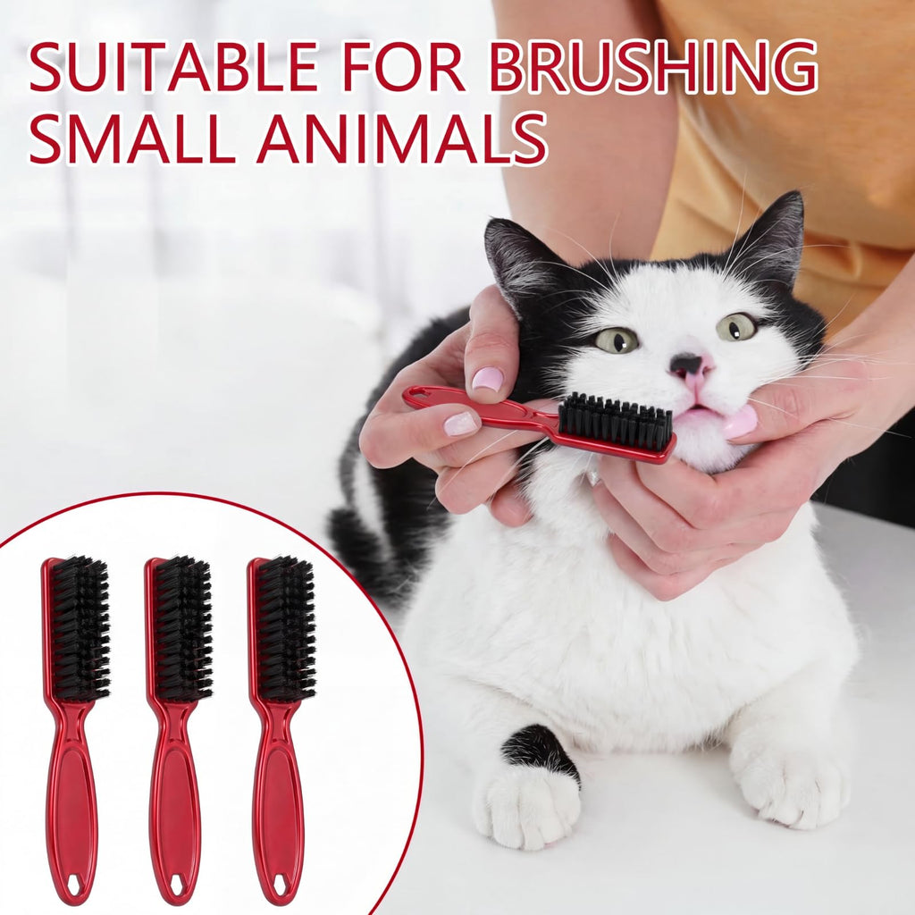 Patelai 2 Pcs Barber Blade Cleaning Brush for Clipper Cleaning Nail Cleaner Styling Brush for Fades Tapers Trimmer Manicure Salon (Black,Red)
