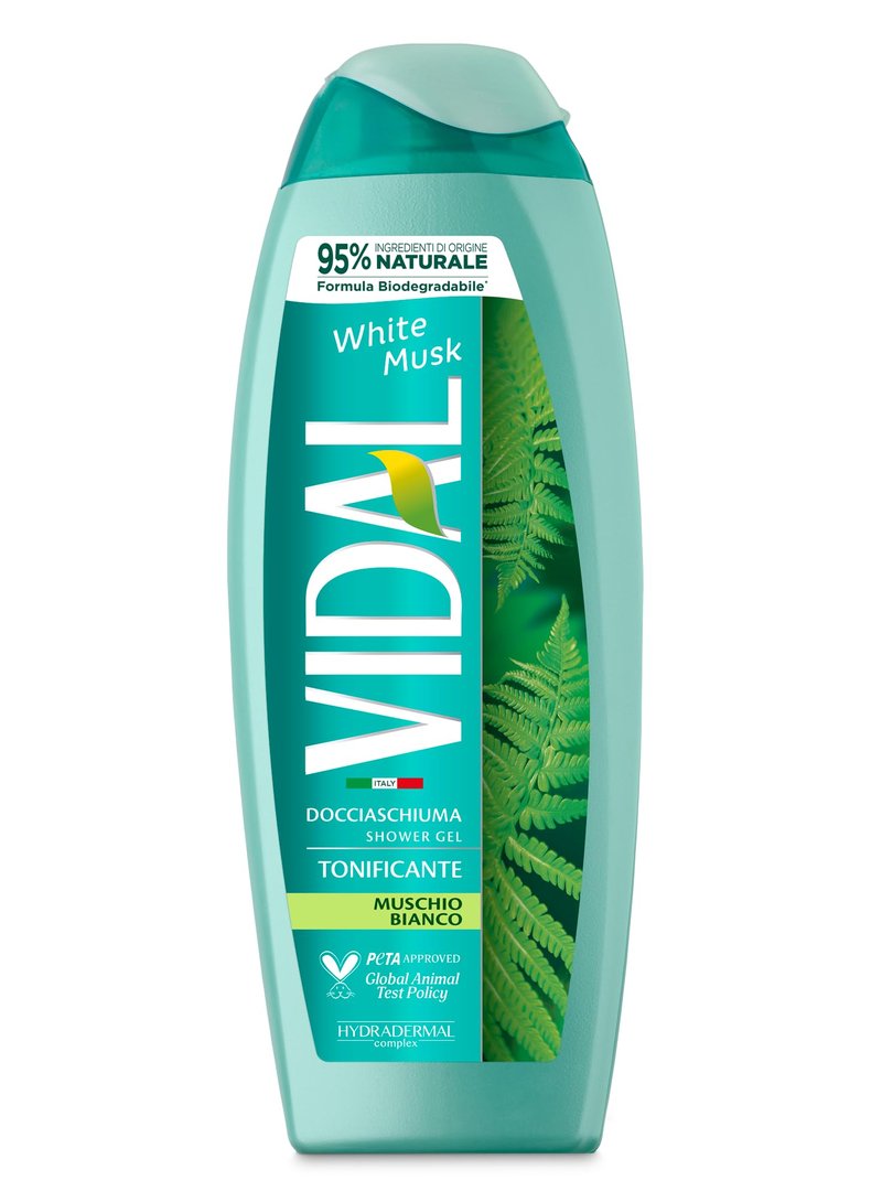 Vidal Shower Gel, White Musk 250 ml/8.4 Fl Oz, Moisturizing, Softening, Body Care, Unisex, Made in Italy