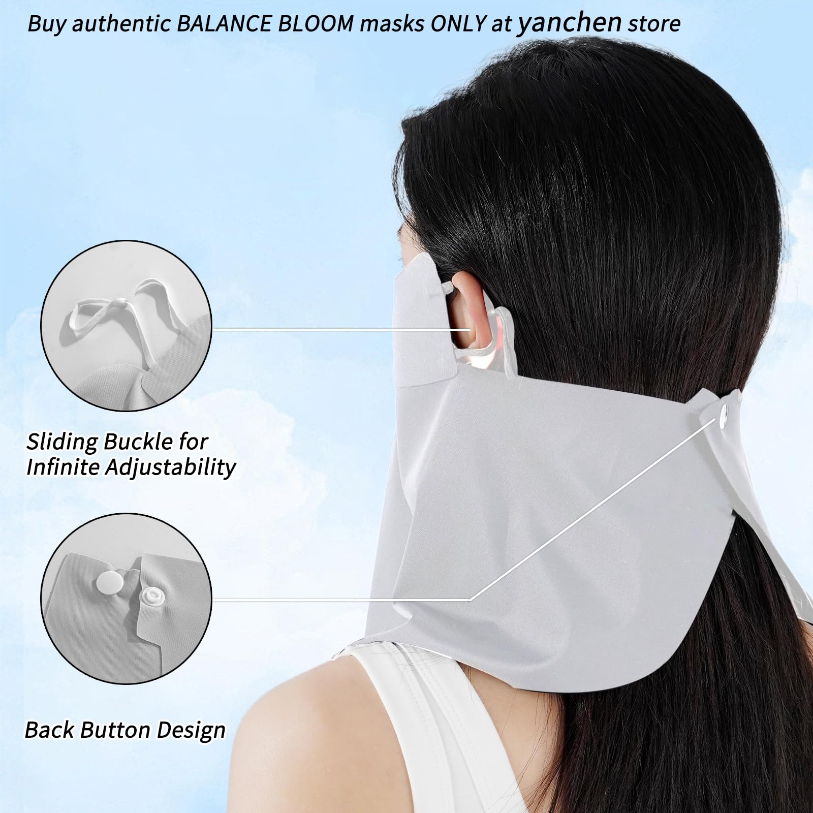 UPF 50+ Cooling Face Mask with 3D AirMesh Tech | UV Protection Sun Mask with Neck Coverage Breathable Design for Outdoor Activities Grey