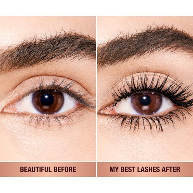 Charlotte Tilbury Pillow Talk Push Up Lashes Mascara - Lengthening & Volume Boosting - Smudge-Proof Super Black Travel Size
