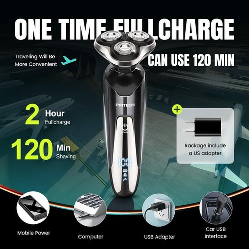 Skiennix Electric Razor for Men - Rechargeable Waterproof Wet/Dry Cordless Shaver