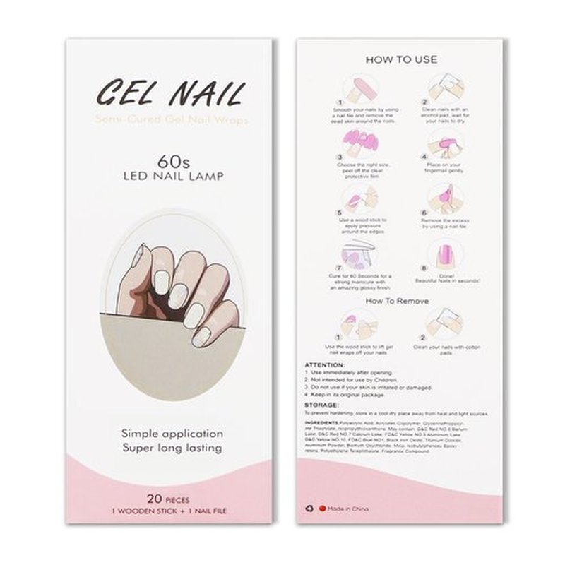 JMEOWIO Gel Nail Stickers Beige Purple Flower Semi Cured Strips Wraps UV/LED Supplies Art Design Decoration Accessories