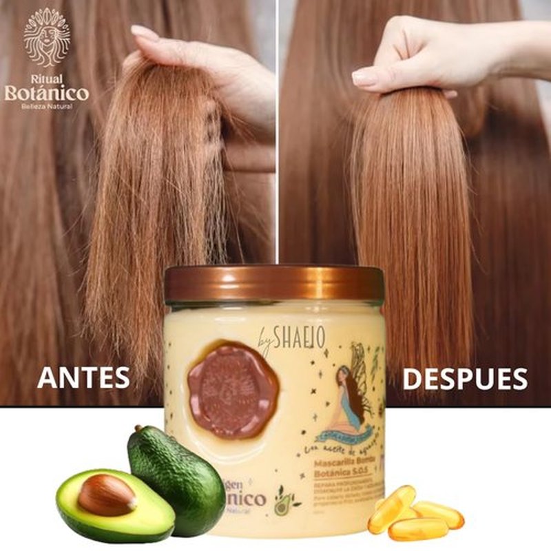 SHAEIO RITUAL BOTANICO Mascarilla para el Cabello de Origen Botánico | Bomba Botánica S.O.S. Repara y Reduce la caída del cabello y Acelera el Crecimiento | Tratamiento para cabello seco y maltratado