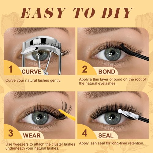 QUEWEL 580PCS Eyelash Clusters 30D+40D+50D+60D+80D+100D Wispy Lash Clusters 10-18mm Cluster Lashes Individual Lashes Clusters Reusable for Natural DIY Cluster Eyelash Extensions for Beginners