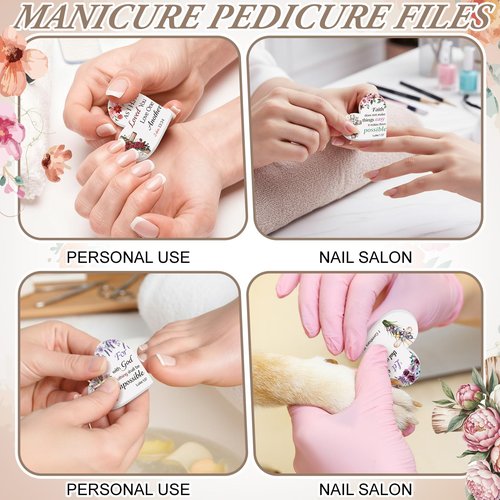 50 Pcs Christian Gifts Bulk for Women Religious Scripture Mini Heart Nail Files Emery Board Double-Sided Nails Boards Bible Verse Group Church Religious Party Favors for Employee Coworker Supplies