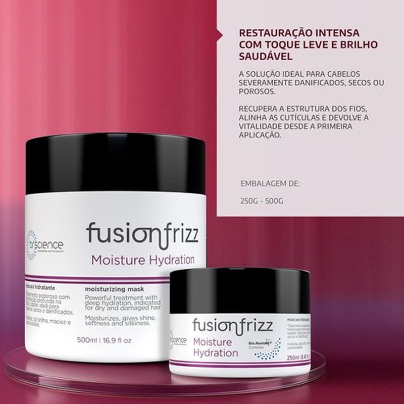 Brscience FusionFrizz Moisture Hydration Mask - Reconstructive Treatment for Damaged Hair 500mL