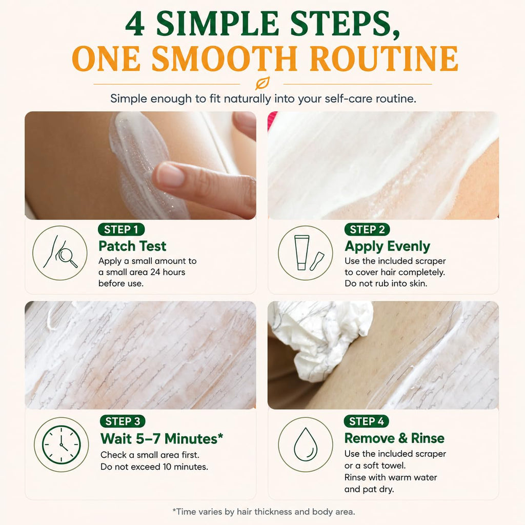 BCCDEUY Hair Removal Cream for Women, 5–7 Min Fine Hair, Legs Arms Bikini