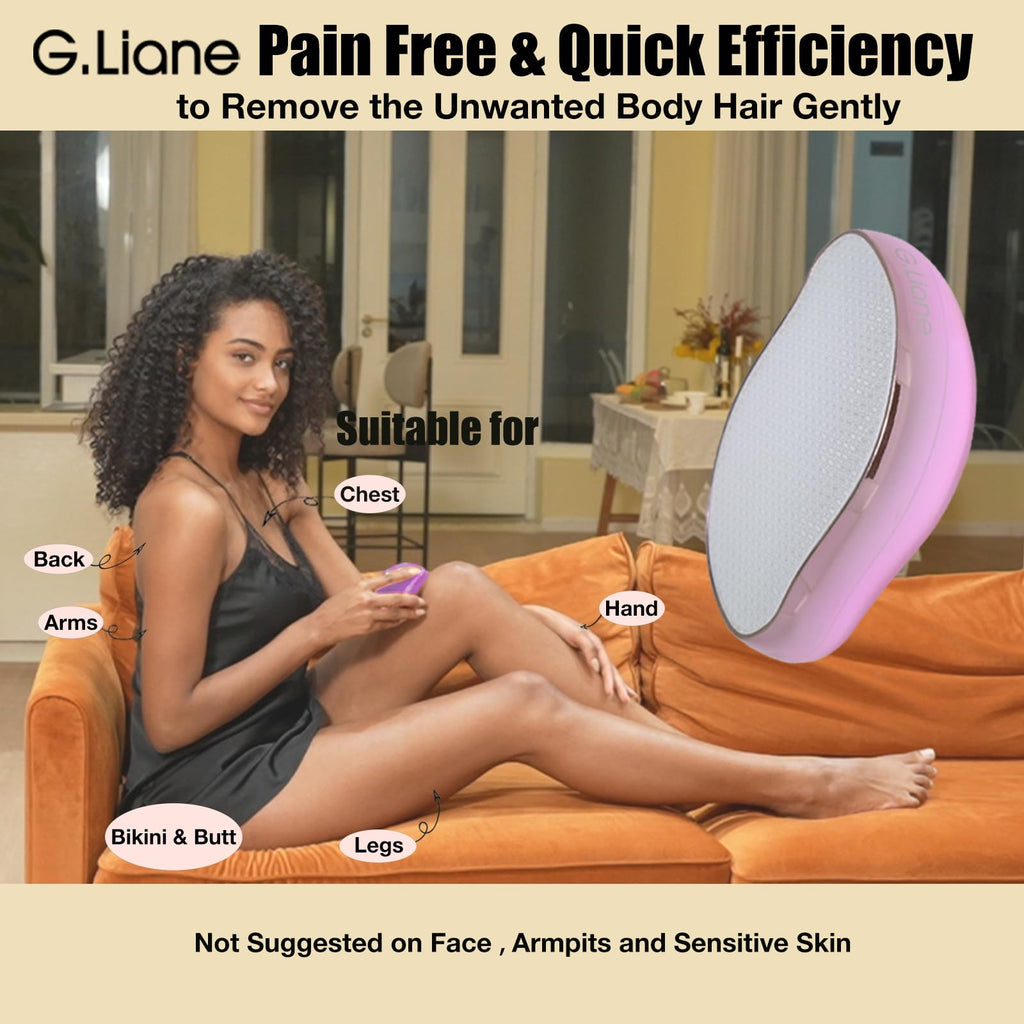 G.Liane Crystal Hair Removal,Upgraded Painless Crystal Hair Remover,Nano Glass Hair Eraser Device and Skin Exfoliation,Epilator for Women and Men(Light Pink)