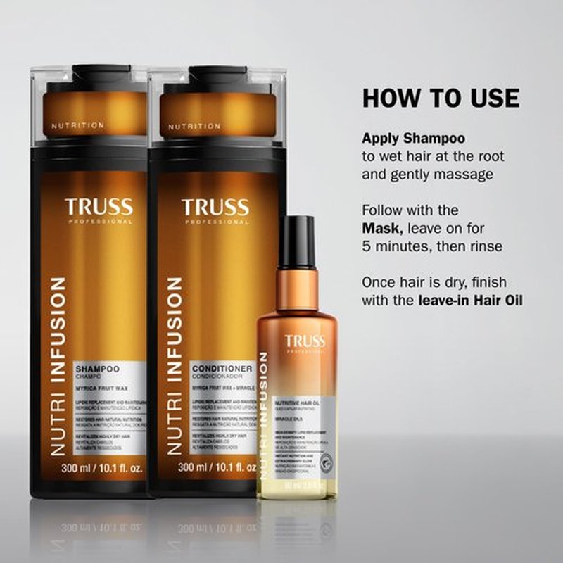 TRUSS Nutri Infusion Hair Mask - Deep Conditioning Treatment for Dry, Damaged, or Chemically Treated Hair with Myrica Fruit Wax - Restores Lipids, Hydrates, and Reduces Tangling (6.3 oz)