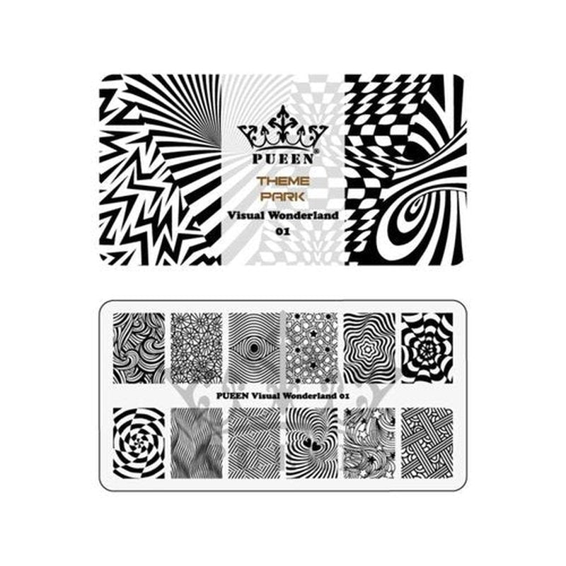 PUEEN Nail Art Stamping THEME PARK GIFT SET 01-4 Theme Park Plates - 125x65mm Unique Nailart Polish Stamping Manicure Image Plate Accessories Kit -BH000859