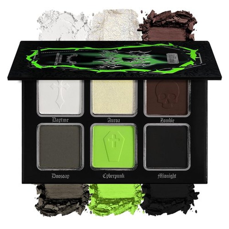 Afflano Smokey Green Eyeshadow Palette, Cyber Goth Smoky Eyes Makeup Eyeshadow Pallet With Mirror, Neon green Brown Black White Grey Highly Pigmented Long Lasting, for Girls Women Green Eyes Makeup