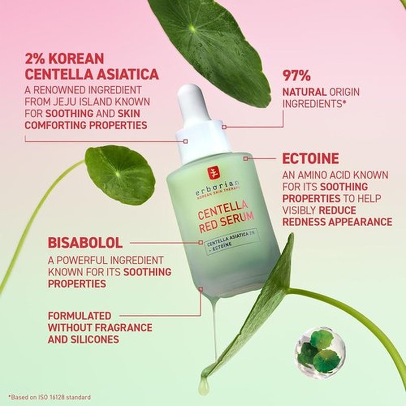 Erborian Red Serum - Daily Hydrating & Soothing Treatment for Sensitive Skin | Lightweight Barrier Support with Centella