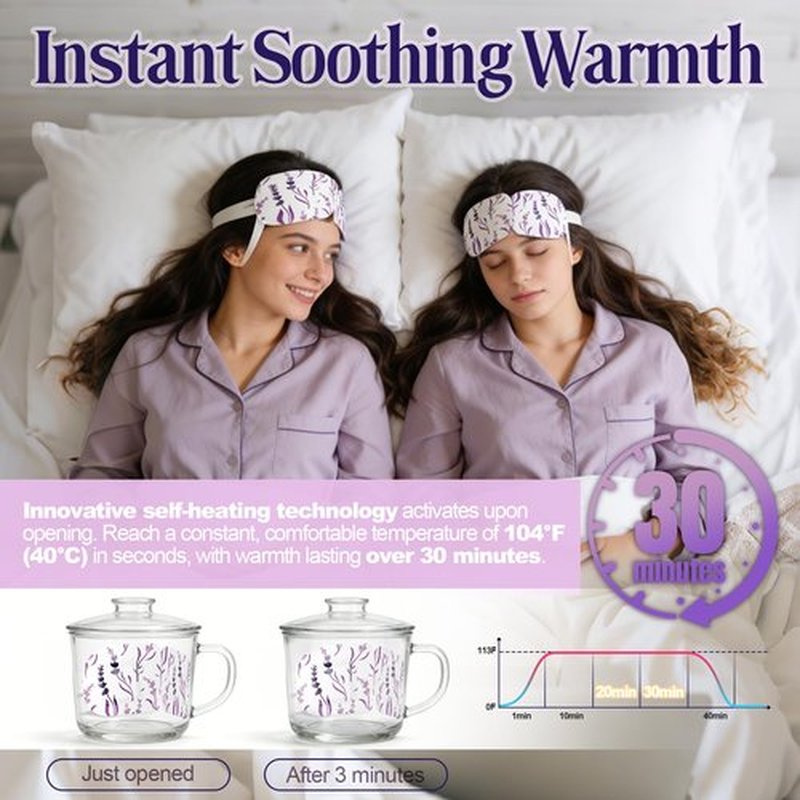 PENNTR Steam Eye Mask, Heated Eye Mask For Sleep & Dry Eye Relief, Stye Eye Treatment, Warm Compress, Spa, Travel Essentials & Relaxation Disposable Eye Mask, Lavender 18 Pack