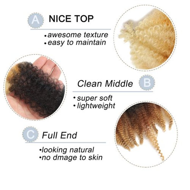 8 Inch Springy Afro Twist Hair 8 Packs Marley Twist Braiding Hair Pre-fluffed Spring Twist Hair Kinky Hair Marley Hair for Faux Locs (8 Inch (Pack of 8), T1B/27/613# Marley Twist)