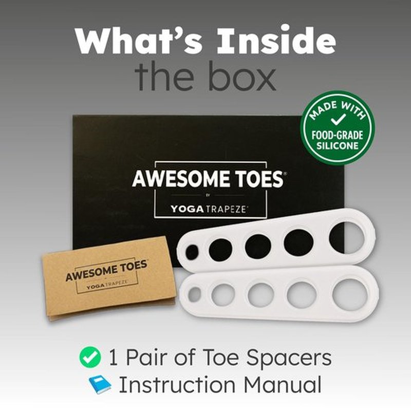 Natural Toe Spacers & Separators, Fast Pain Relief from Hammertoe & Bunions | Food Grade Silicone Toe Stretchers Used for Walking, Running & Yoga Practice | Small