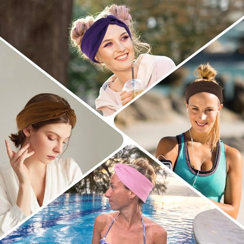 12 Pcs Stretchy Headbands for Women,Absorbed Sport Headband Soft Twist Knotted Headbands for Yoga,Daily Life Workout (12 Color3)
