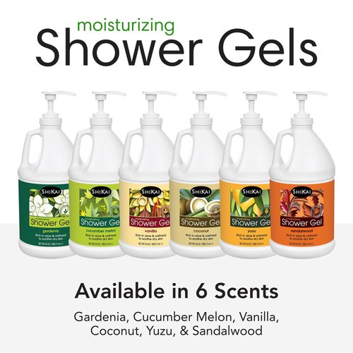 ShiKai Daily Moisturizing Shower Gel (Gardenia, 64 oz) | Gentle Soap-Free Body Wash for Dry and Sensitive Skin | With Aloe Vera & Oatmeal