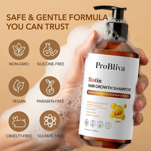 ProBliva Biotin Shampoo and Onion Conditioner Set for Thinning Hair in Adults 30+ – Strengthening Duo Reduces Shedding, Supports Fuller & Stronger Hair – Biotin + Rosemary + Onion Extracts