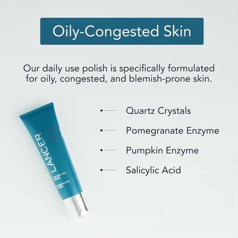 Lancer Skincare Polish Facial Exfoliator - Daily Exfoliating Face Scrub for Oily Skin | 4.2 Fl Oz