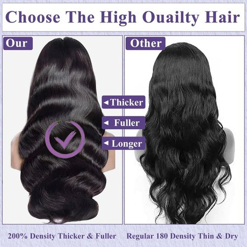 LuAiJa 26 Inch Wear and Go Glueless Wigs Human Hair Pre Plucked Pre Cut 9x6 Lace Front Wigs Human Hair Black Body Wave Wigs for Black Women Glueless Wigs 200 Density With Baby Hair