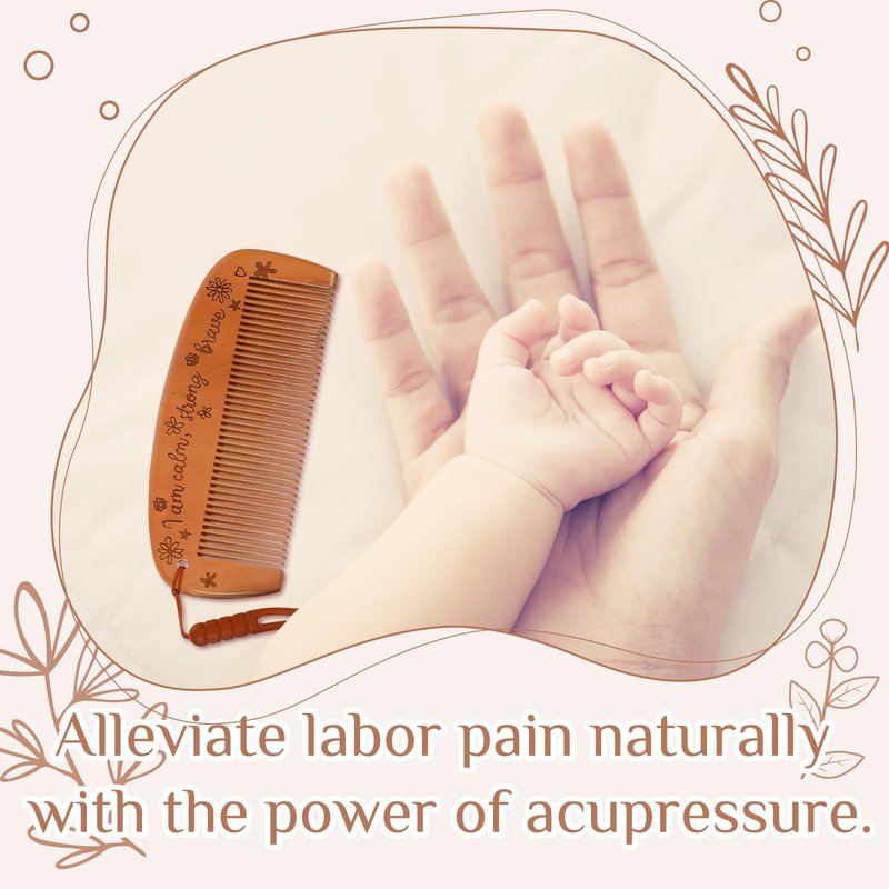Yungyan 23 Pcs Birthing Comb Gifts Set Includes Wooden Labor Comb Pregnancy Birth Affirmation Cards Canvas Bag for Pregnant Women Labor Pain Relief Essentials, New Mom Positive Encouragement Gifts