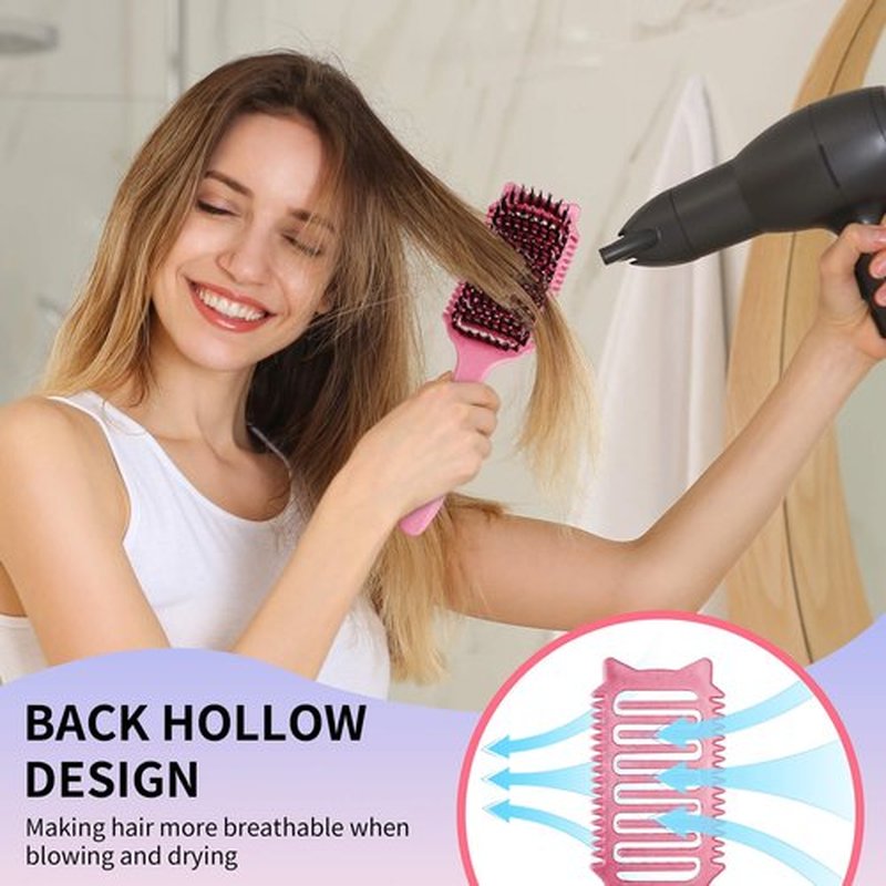 Aussumy 2 Pack Curly Defining & Detangling Brush - With Boar Bristle & 3 Styling Comb Tools – Shine to Shape & Define Natural Curl Waves & Coils - Vented Anti-Frizz Wet or Dry Hair for Women Men Kids