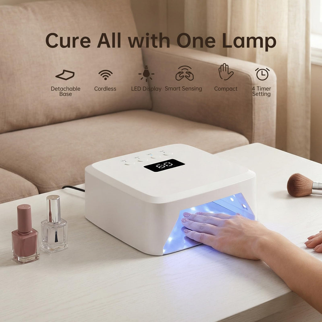 UV Nail Lamp CHRISTINE SHELLY, Rechargeable LED Nail Light Professional Nail Dryer with 4 Timer Setting, Touch Control & Auto Sensor, Curing lamp for Salon & Home