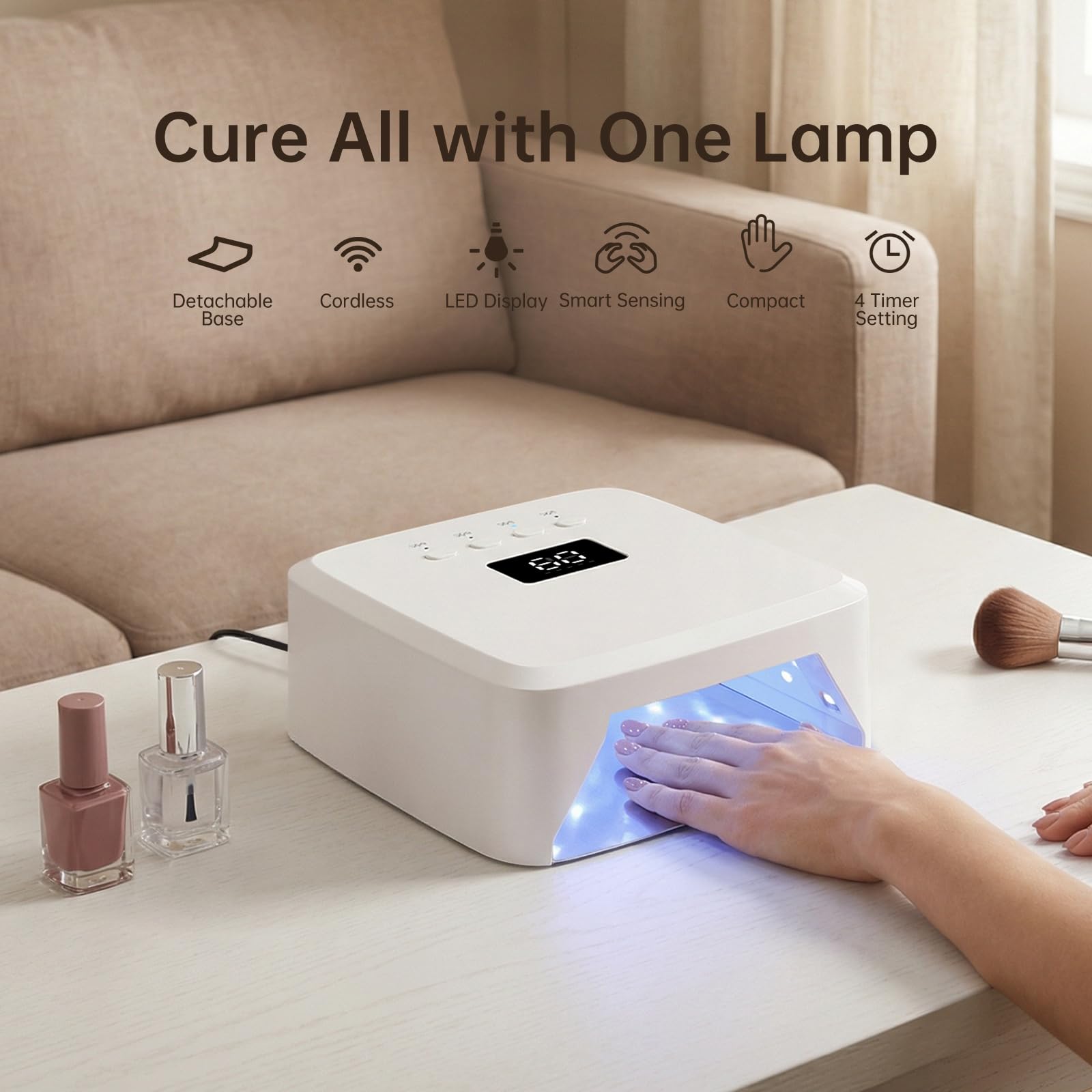 UV Nail Lamp CHRISTINE SHELLY, Rechargeable LED Nail Light Professional Nail Dryer with 4 Timer Setting, Touch Control & Auto Sensor, Curing lamp for Salon & Home