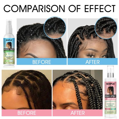 Braid Spray Rose Mint for Dreads, Dreadlocks, Locks - No-Water Braid Shampoo for Locs, Twists, Weaves - Rinse-Free Dreadlock Shampoo for Build-Up - Braid Oil for Soothes Moisturizes Dry & Itchy Scalp
