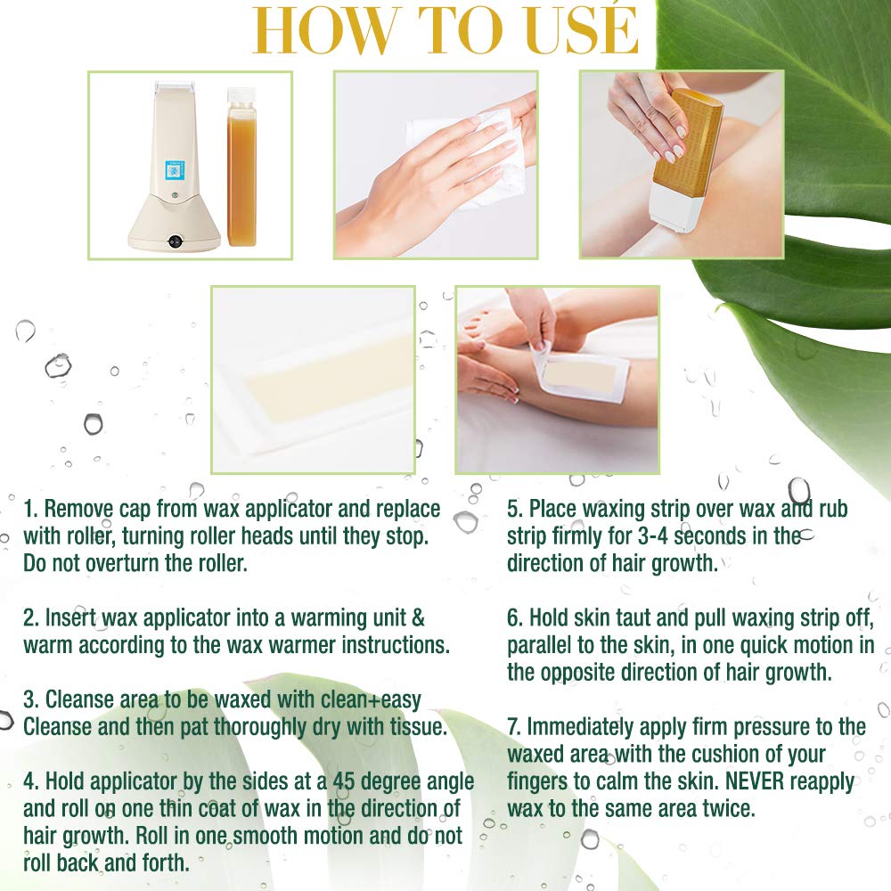 Clean + Easy Original Roll On Wax – Large Soft Wax Refill Cartridge for Smooth Hair Removal on Legs, Arms & Body, 3 Pack