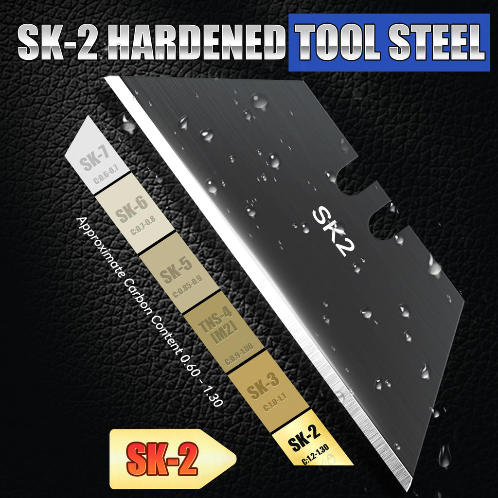 DIYSELF 100 Pack Utility Knife Blade Refills, SK2 Razor Knife Blades, Black
