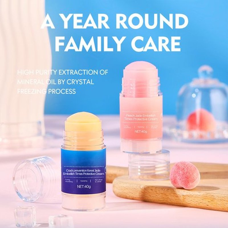 HJXUQIME Feet Cracking Prevention Stick,Anti-Cracking Foot & Hand Cream Moisturizer for Dry Cracked Heel Feet, Knee, Elbow, Foot Balm Stick for Callus Remover & Dead Skin Softener (Pink+Blue)