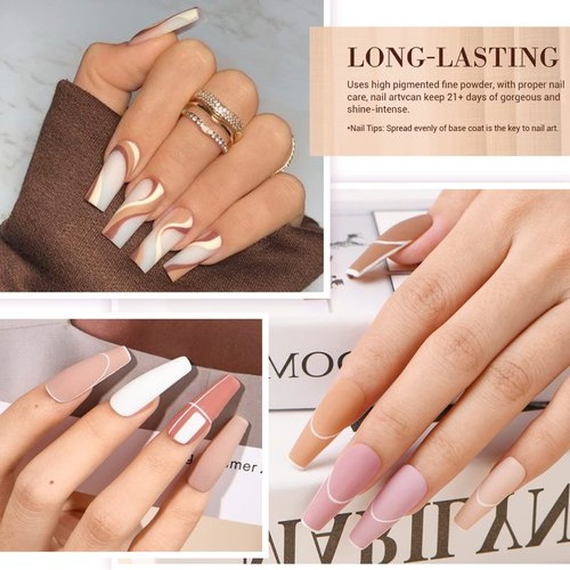 20 Colors Dip Powder Nail Kit Starter, AZUREBEAUTY Classic Nude Collection Glitter Pink Neutral Chocolate Brown Skin Tone Dipping Powder Liquid Set with Top/Base Coat French Nail Art Manicure DIY