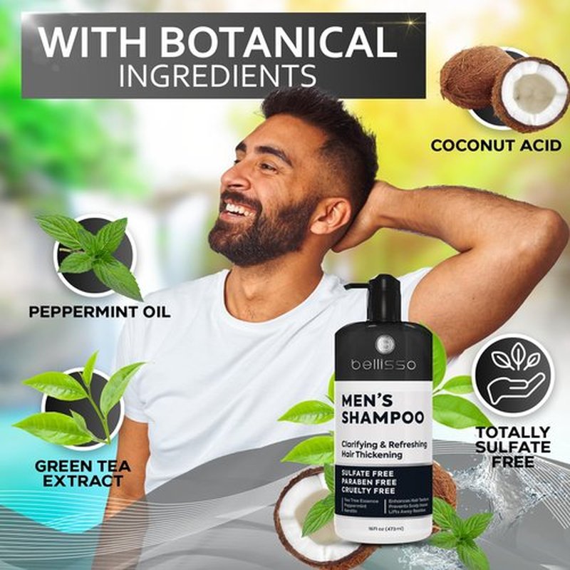 Skiennix Men's Shampoo - Tea Tree Oil & Peppermint - Sulfate & Paraben Free | Clarifying & Refreshing Formula for Oily Hair