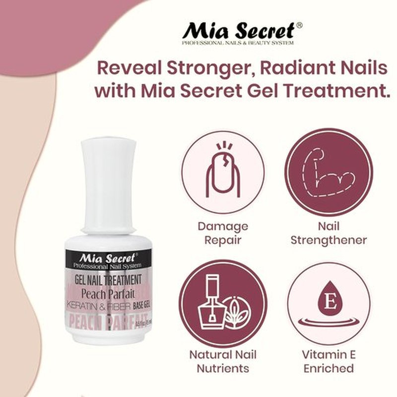 Mia Secret Professional Peach Parfait Scented Gel Nail Treatment Keratin Base & Top Gel 0.5 FLoz