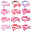 Tomolucky Direct 12pcs Spa Headband Soft Bowknot Spa Hair Band Coral Fleece Headband Makeup Headbands for Face Washing Skin Care Shower Yoga Headwraps for Women Girls (Pattern C)