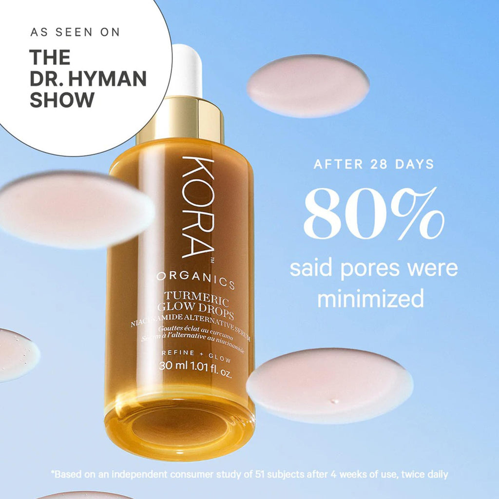 KORA Organics Turmeric Glow Drops Niacinamide Alternative Serum for Face, Gentle Hydrating Face Serum with Hyaluronic Acid, Helps Improve Texture, Pores & Dark Spot, Cruelty Free Skin Care, 0.34 fl oz