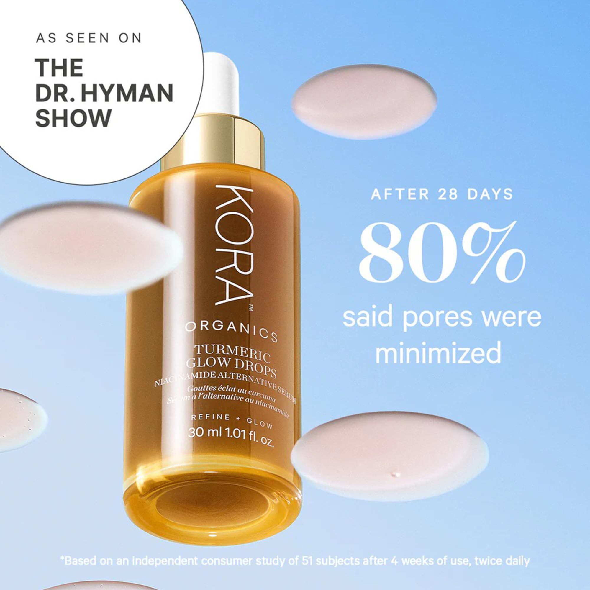 KORA Organics Turmeric Glow Drops Niacinamide Alternative Serum for Face, Gentle Hydrating Face Serum with Hyaluronic Acid, Helps Improve Texture, Pores & Dark Spot, Cruelty Free Skin Care, 0.34 fl oz