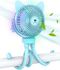 FANimal Portable Stroller Fan for Baby – Rechargeable Handheld & Clip-On USB Fan, Stroller Accessories with Night Light (Blue)